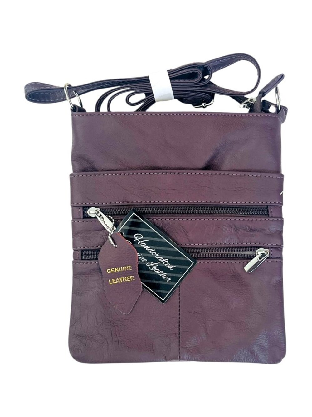 RR Genuine Leather Purse - Dark Purple Color - Handcrafted - NEW with tags